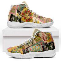 Mele Kalikimaka Hawaii Christmas Sneakers J11 Melemele Mama Seamless Floral Motif LT9 Beige - Polynesian Pride