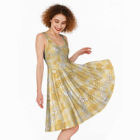 Melemele Aloha Hawaii Midi Dress Plumeria Lei With Palaka Motif - Polynesian Pride