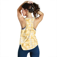 Melemele Aloha Hawaii Women Racerback Tank Plumeria Lei With Palaka Motif LT14 - Polynesian Pride