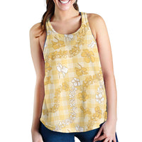 Melemele Aloha Hawaii Women Racerback Tank Plumeria Lei With Palaka Motif LT14 - Polynesian Pride