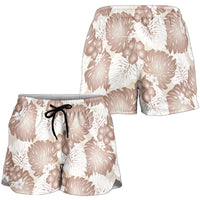 Mocha Mousse Aloha Hawaii Shorts for Women Monstera Hibiscus Plumeria Seamless Vibes LT14 - Polynesian Pride