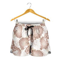 Mocha Mousse Aloha Hawaii Shorts for Women Monstera Hibiscus Plumeria Seamless Vibes LT14 - Polynesian Pride