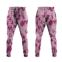Mokihana Maile Ilima Leis Paniolo Palaka Jogger Pants Hawaiian Omaomo Ulaula Spirit LT9 Pink - Polynesian Pride