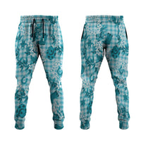 Mokihana Maile Ilima Leis Paniolo Palaka Jogger Pants Hawaiian Polu Opa Spirit LT9 Turquoise - Polynesian Pride