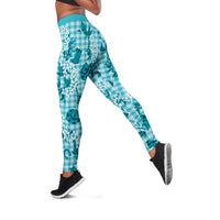Mokihana Maile Ilima Leis Paniolo Palaka Leggings Hawaiian Polu Opa Spirit LT9 Turquoise - Polynesian Pride