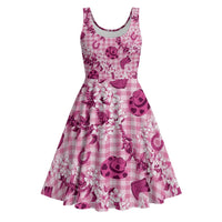 Mokihana Maile Ilima Leis Paniolo Palaka Midi Dress Hawaiian Omaomo Ulaula Spirit LT9 Pink - Polynesian Pride