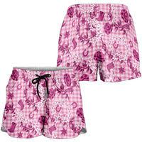 Mokihana Maile Ilima Leis Paniolo Palaka Shorts for Women Hawaiian Omaomo Ulaula Spirit LT9 - Polynesian Pride
