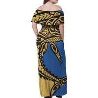 Polynesian Family Matching Outfit Samoan Shark Polynesian Tribal Off Shoulder Long Sleeve Dress And Shirt Family Set - Polynesian Pride