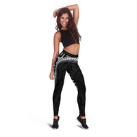 Monotone Polynesian Starfish Unique Pattern Leggings