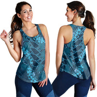 Naval Night Aloha Hawaii Women Racerback Tank Hawaiian Kakau Ohia Lehua Lei LT14 - Polynesian Pride