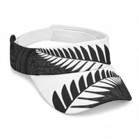 New Zealand 2026 Football Sun Visor Cap Aotearoa Kia Kaha Silver Fern Black LT14 Universal Fit Black - Polynesian Pride