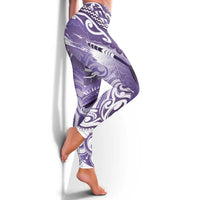 New Zealand Aotearoa Darts Masters Leggings Maori Art Tattoo with Tribal Dart Symbol Purple - Polynesian Pride