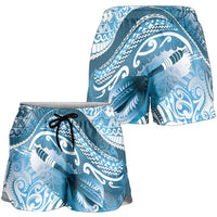 New Zealand Aotearoa Darts Masters Shorts for Women Maori Art Tattoo with Tribal Dart Symbol Blue - Polynesian Pride