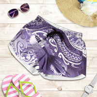 New Zealand Aotearoa Darts Masters Shorts for Women Maori Art Tattoo with Tribal Dart Symbol Purple LT03 Purple - Polynesian Pride