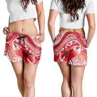 New Zealand Aotearoa Darts Masters Shorts for Women Maori Art Tattoo with Tribal Dart Symbol Red LT03 - Polynesian Pride
