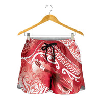 New Zealand Aotearoa Darts Masters Shorts for Women Maori Art Tattoo with Tribal Dart Symbol Red LT03 - Polynesian Pride