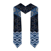 New Zealand Aotearoa Graduation Stole Blue Taniko Art Maori Pattern