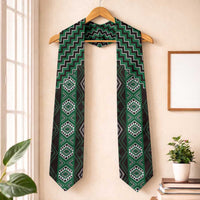 New Zealand Aotearoa Graduation Stole Green Poutama With Taniko Pattern