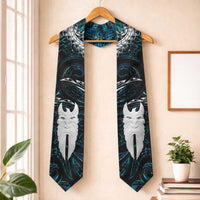 New Zealand Aotearoa Graduation Stole Maori Hei Rehua Paua Shell Glitter Green LT05 One Size Green - Polynesian Pride