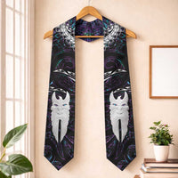 New Zealand Aotearoa Graduation Stole Maori Hei Rehua Paua Shell Glitter Purple LT05 One Size Purple - Polynesian Pride