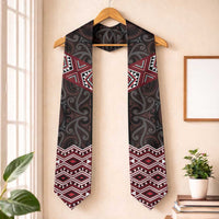 New Zealand Aotearoa Graduation Stole Red Taniko Art Maori Pattern