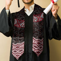 New Zealand Aotearoa Graduation Stole Red Taniko Art Maori Pattern