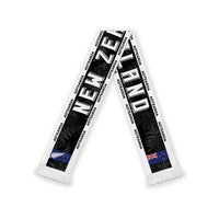 New Zealand Football Soccer Scarf Aotearoa Silver Fern LT05 White Fringe One Size Black - Polynesian Pride