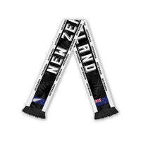 New Zealand Football Soccer Scarf Aotearoa Silver Fern LT05 Black Fringe One Size Black - Polynesian Pride