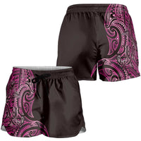 New Zealand Hammerhead Shark Shorts for Women Maori Haehae Mangopare Pink LT14 - Polynesian Pride