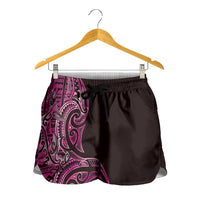 New Zealand Hammerhead Shark Shorts for Women Maori Haehae Mangopare Pink LT14 - Polynesian Pride