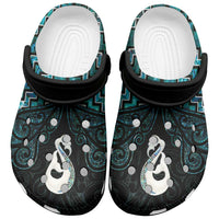 New Zealand Maori Clogs Shoes Poutama Manaia Turquoise Paua Shell - Polynesian Pride