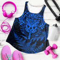 New Zealand Rugby All Blue Women Racerback Tank Silver Fern All Black Mix Ta Moko LT9 Blue - Polynesian Pride