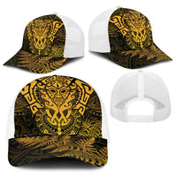 New Zealand Rugby All Gold Baseball Net Cap Silver Fern All Black Mix Ta Moko LT9 - Polynesian Pride