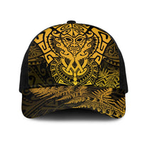 New Zealand Rugby All Gold Mesh Trucker Cap Silver Fern All Black Mix Ta Moko LT9 One Size Black Gold - Polynesian Pride