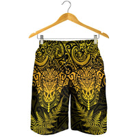 New Zealand Rugby All Gold Shorts for Men Silver Fern All Black Mix Ta Moko LT9 - Polynesian Pride