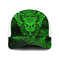 New Zealand Rugby All Green Baseball Net Cap Silver Fern All Black Mix Ta Moko LT9 One Size White Green - Polynesian Pride