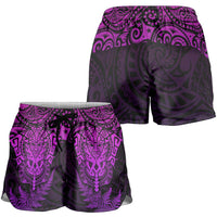 New Zealand Rugby All Purple Shorts for Women Silver Fern All Black Mix Ta Moko LT9 - Polynesian Pride