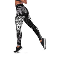 New Zealand Rugby All White Leggings Silver Fern All Black Mix Ta Moko LT09