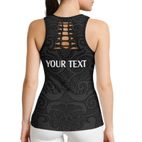 New Zealand Rugby Personalised Hollow Tank Top All Black Fern Maori Tribal Pattern LT9 - Polynesian Pride