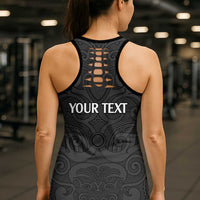New Zealand Rugby Personalised Hollow Tank Top All Black Fern Maori Tribal Pattern LT9 - Polynesian Pride