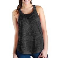 New Zealand Rugby Personalised Women Racerback Tank All Black Fern Maori Tribal Pattern LT9 - Polynesian Pride