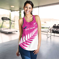New Zealand Silver Fern Rugby Custom Women Racerback Tank Go All Black Maori Pink Version - Polynesian Pride