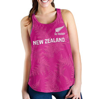 New Zealand Silver Fern Rugby Custom Women Racerback Tank Go Aotearoa Champions World Cup Pink - Polynesian Pride