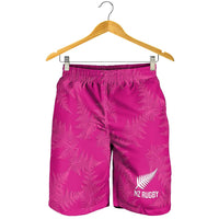 New Zealand Silver Fern Rugby Shorts for Men Go Aotearoa Champions World Cup Pink LT14 - Polynesian Pride