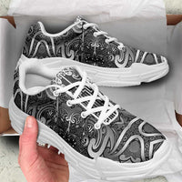 New Zealand Taiaha Maori Chunky Sneakers Kiwikiwi Minimalist Silver Fern Tukutuku Motif LT9 - Polynesian Pride