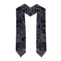 New Zealand Taiaha Maori Graduation Stole Minimalist Silver Fern All Black LT9 - Polynesian Pride