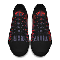New Zealand Taiaha Maori Low Top Shoes Whero Minimalist Silver Fern Tukutuku Motif LT9 - Polynesian Pride