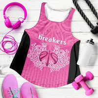 New Zealand Women Racerback Tank Fire Basketball Maori Tribal Pink LT9 Pink - Polynesian Pride