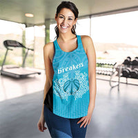 New Zealand Women Racerback Tank Fire Basketball Maori Tribal Sky Blue LT9 - Polynesian Pride