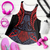 New Zealand Women Racerback Tank Maori Kiwiana Pattern Tukutuku Motif LT9 Red - Polynesian Pride